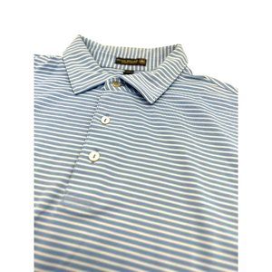 Peter Millar Summer Comfort Golf Polo Shirt Mens XL‎ Blue White Stripe